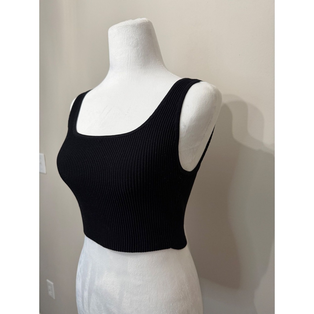 BABATON Black Ribbed Crop Top S